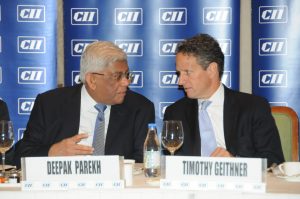 Deepak Parekh (HDFC Chairman) at a meeting with Indian business leaders